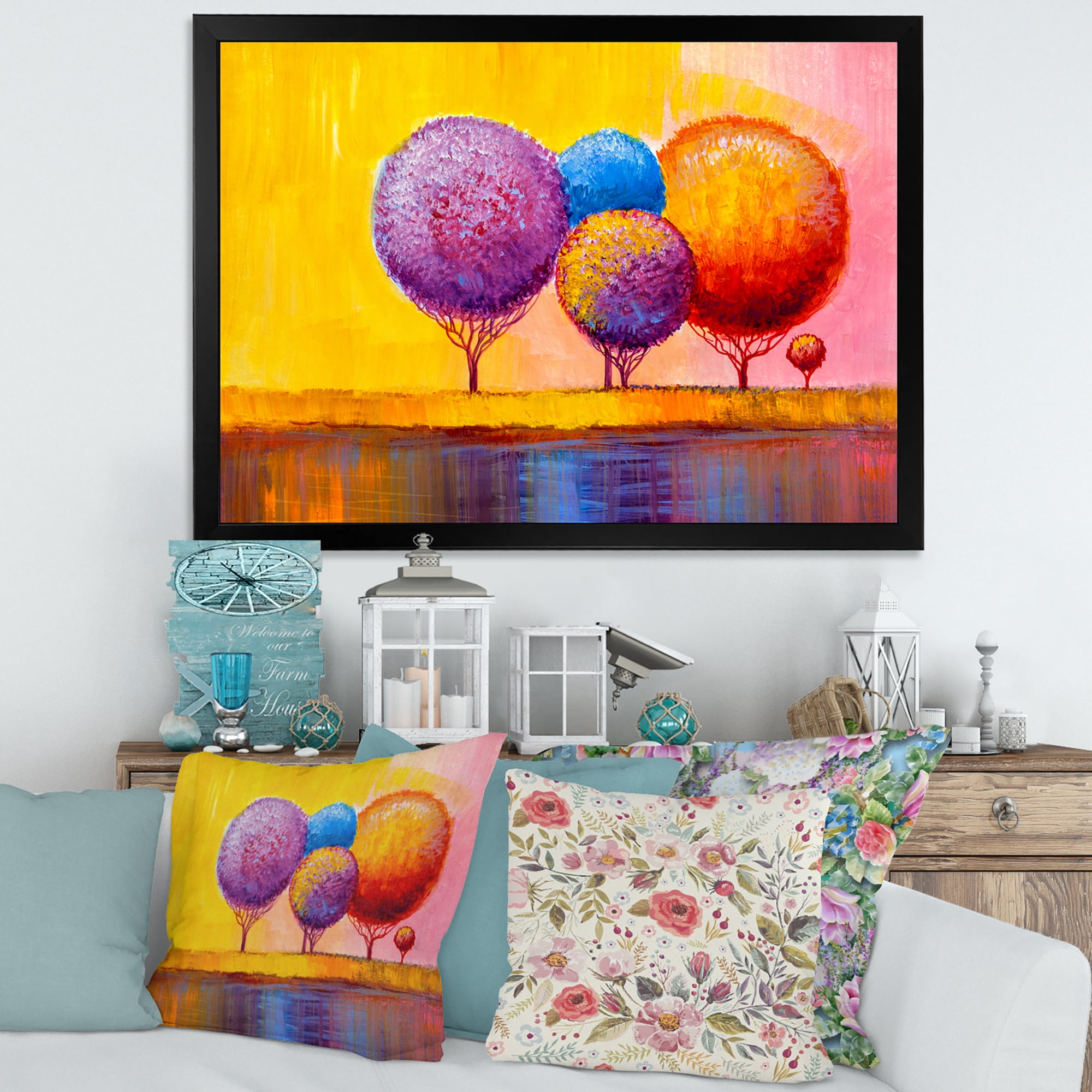 Designart 'Autumn Colorful Fantasy Trees I' Modern Framed Art Print