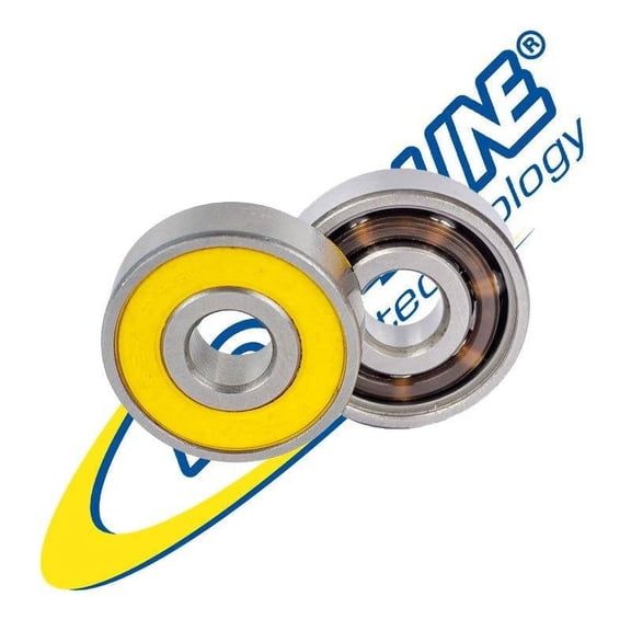 Roll-Line Speed RACE ABEC 9 - 7mm & 8mm Professional Roller Skate Bearings (Set of 16) (Size 7mm, Yellow)
