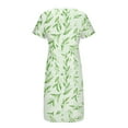 thumbnail image 4 of PENGXIANG Robe Décontractée pour Femmes Été Décontractée pour Femmes Boutonnée Manches Courtes Imprimé Floral Robe de Soirée Fluide Midi Vêtements pour Femmes G Vert, 4 of 6