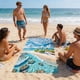 thumbnail image 5 of Toalla de playa con temática marina: estrellas de mar, conchas y tortuga marina. Toalla de microfibra absorbente de secado rápido para nadar, surfear y usar junto a la piscina., 5 of 6