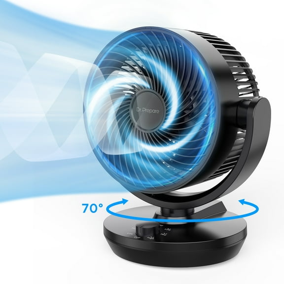 Dr. Prepare Table Fan for Home, 8" Air Circulator Fan Powerful Desk Fans, Black