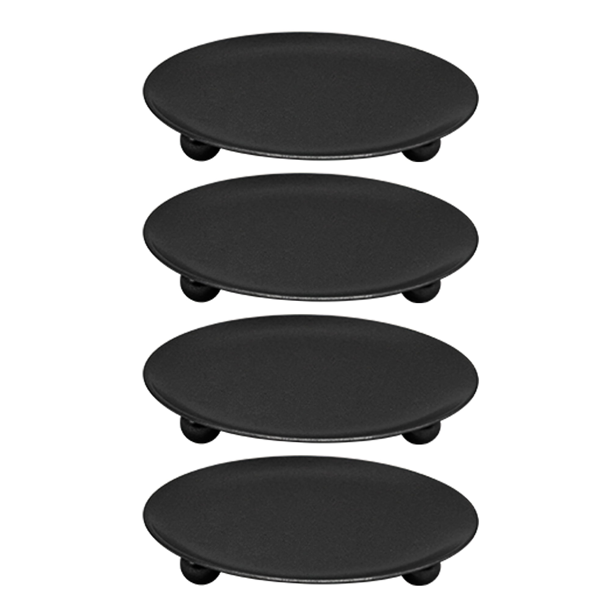 MKLZ Black Plate Candle Holders Set of 4, Black Candlesticks Holders