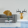 thumbnail image 2 of Elegante Escultura De Pared Con Hojas De Ginkgo Y Cabeza De Ciervo. Fusión Artística Para Sala De Estar, Oficina, Hotel, Comedor, Restaurante, Estilo Rústico Bohemio., 2 of 8