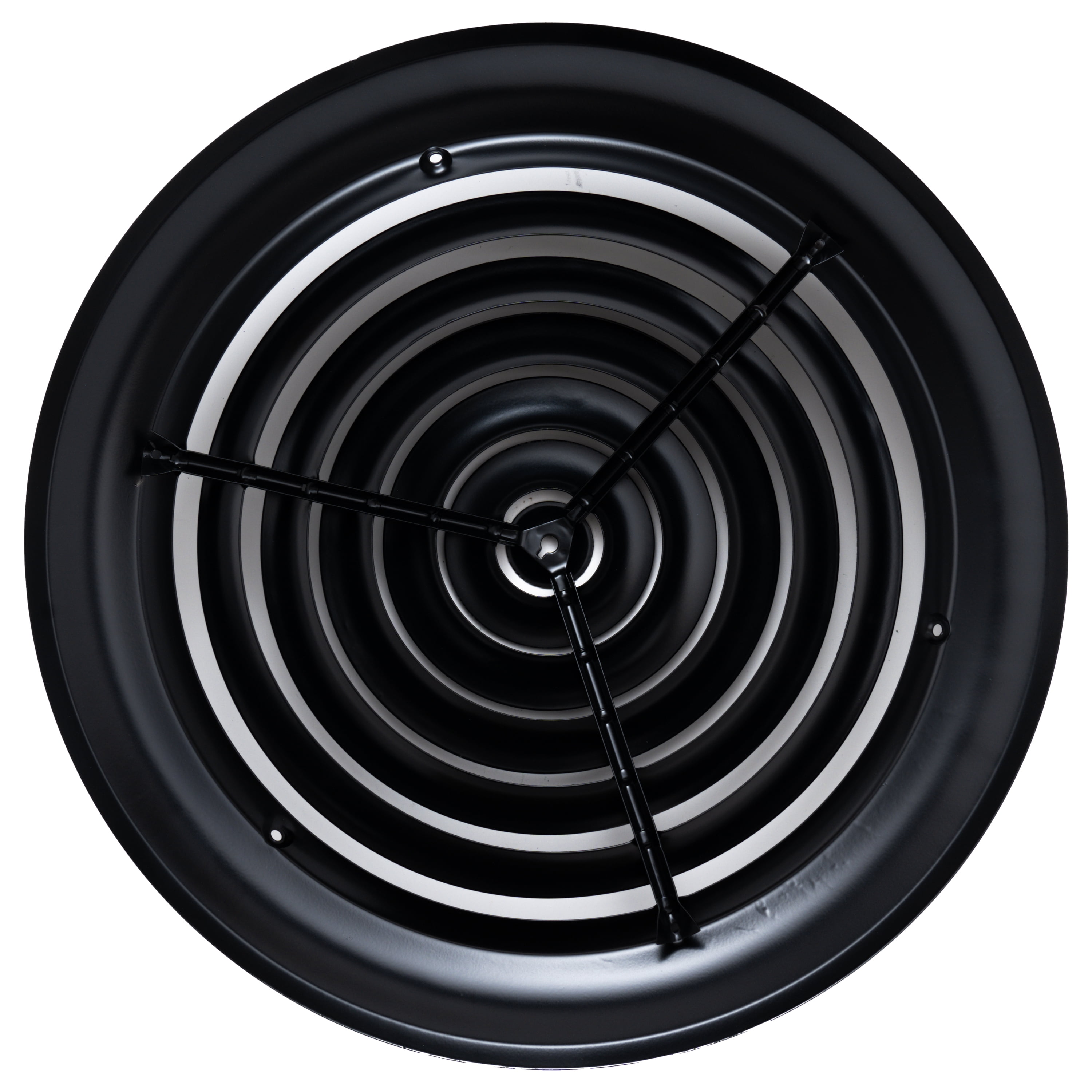 Fits 12 Inch Neck Air Duct | Steel Round Air Supply Diffuser for Ceiling by Handua | Round Diffuser Vent Cover | Black | Outer Dimension: 15-15/16"