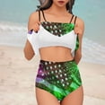 thumbnail image 2 of Trajes de Baño de Bikini de Mujer Conjunto de Cintura Alta de Vendaje de Impresión Sexy con Almohadillas de Pecho, Conjunto de Bikini de Mujer Conservador Y sin Mangas, 2 of 9