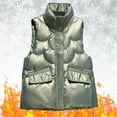 thumbnail image 2 of Shadoumai Puffer Vest Womens Metallic Shiny Baggy Winter Quilted Vests, Windproof Sleeveless Puffer Jacket Warm Padded Down Outerwear, 2 of 7