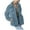 Blue, variant on Winter Coats for Women Lapel Button down Fuzzy Fleece Loose Comfy Outwear Coats Solid Color