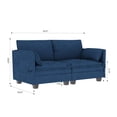 thumbnail image 3 of Evelyn Mid Century Modern Fabric Loveseat with Solid Wood Frame, and Side Pocket, Blue, 3 of 9