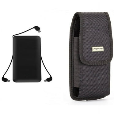 10000mAh Power Bank & Case Belt Clip for iPhone 15 Pro - Charger Backup Battery Portable USB Port and Swivel Holster Rugged Cover X3O for iPhone 15 Pro (6.1")