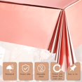thumbnail image 3 of 3 Pieces Rose Gold Foil Party Rectangular Table Covers Table Cloth Table Cover 54 x 108 Inch Shiny Plastic Waterproof Tablecloth Party Table Cover with 12 Clips for Rose Gold Party Table Decoration, 3 of 7