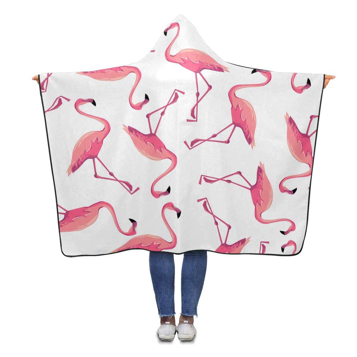ASHLEIGH Flamingo Hooded Blanket 56x80 inches Adults Girls Boys Polar