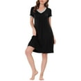 thumbnail image 1 of INSPIRE CHIC Chemise de Nuit Femme Vêtements de Nuit Robe de Pyjama Col en V Manches Courtes TG Noir, 1 of 6