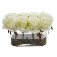 thumbnail image 1 of 5.5 in. Blooming Roses in Glass Vase Artificial Arrangement, White, 1 of 1