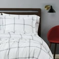 thumbnail image 5 of Truly Soft Printed Windowpane White and Grey Full and Queen 3-Piece Duvet Cover Set, 5 of 5