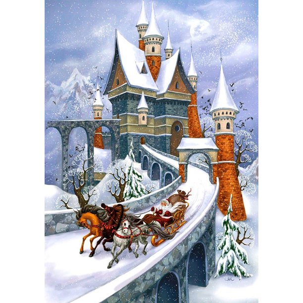 Taladro diamante pintura (DE4248) 5D DIY completo Santa Castillo punto de cruz bordado Kit 20X30cm FLhrweasw Nuevo