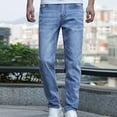 thumbnail image 5 of Penkiiy Men's Straight Leg Boot Cut Jeans Stretch Slim Fit Jeans Light Wash Vintage Skinny Denim Pants S Light Blue, 5 of 8
