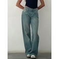 thumbnail image 2 of Cathery Women Jeans Low Rise Straight Leg Baggy Jeans Loose Boyfriends Jeans Fashion Denim Pants with Pockets Y2K 90s, 2 of 7
