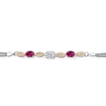 thumbnail image 2 of Gem Stone King 925 Silver and 10K Yellow Gold Lab Grown Diamond and Red Creaeted Ruby Bracelet for Women | 1.78 Cttw | Center Diamond 0.70 Ct | DEF Color | VVS-VS Clarity | Wheat Chain | 7.5 inches, 2 of 5