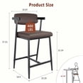 thumbnail image 4 of Taburetes Altos para Cocina Juego de 4 - Diseño Moderno con Respaldo, Reposabrazos y Asiento Acolchado en Cuero Sintético Marrón - Base de Metal Reforzada para Isla de Cocina o Comedor, 4 of 7