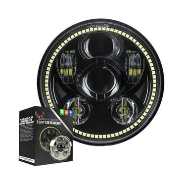 Eagle Lights 5 3/4" LED Headlight Kit with Halo Ring for Harley Davidson and Indian Motorcycles - Generation III / Black