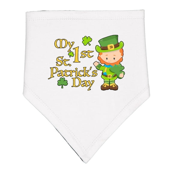 Inktastic My First St. Patricks Day Leprechaun and Shamrocks Baby Bandana Bib
