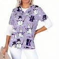 thumbnail image 4 of qolati Christmas Scrub Tops Women Oversized Snowflake V Neck Short Sleeve T Shirts Casual Nursing Work Shirts Xmas Print Holiday Tops with Pockets, 4 of 6