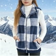 thumbnail image 2 of Gubotare Girls Sherpa Vest Boys Girls Polar Fleece Vest Jacket Kids Sleeveless Zip Up Sherpa Lined Coat Fall Soft Warm Outerwear Size 11-12 (Blue,11-12 Years), 2 of 9