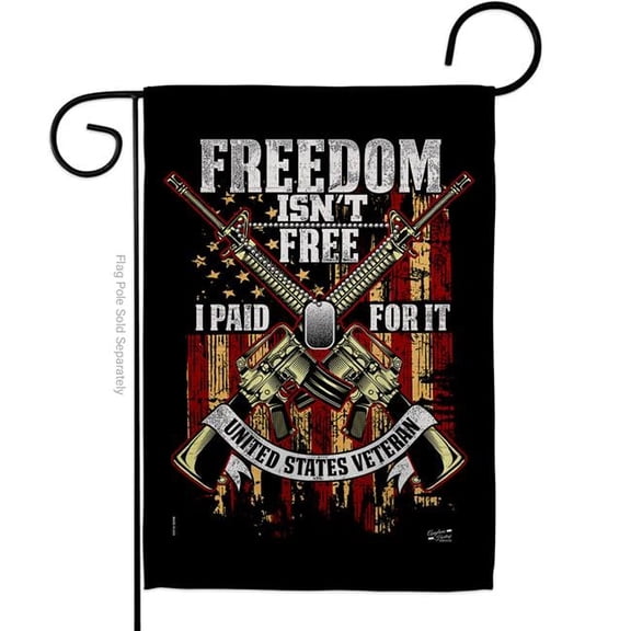 Angeleno Heritage G135574-BO 13 x 18.5 in. Freedom Isnt Free Garden Flag with Armed Forces Veterans Double-Sided Decorative Vertical Flags House Decoration Banner Yard Gift