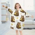 thumbnail image 5 of Cute Brown Bears Hold Yellow Stars Flannel Wearable Blankets Hooded Design Long Sleeves Wrap Unisex for 3T-14Y S, 5 of 7