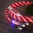 thumbnail image 1 of Magnetic Charging Cable for Micro USB / iOS / Type C Fluid LED Light, 3 in 1 1M Charger Magnetic Electric Wire 360 Rotary USB with LED Light for Phone - 3in1 & Red, 1 of 3