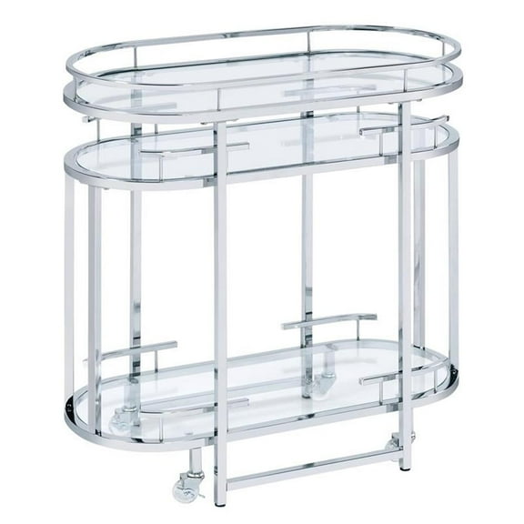 Furniture of America Noehmi Contemporary Metal 3-Tier Serving Cart in Chrome