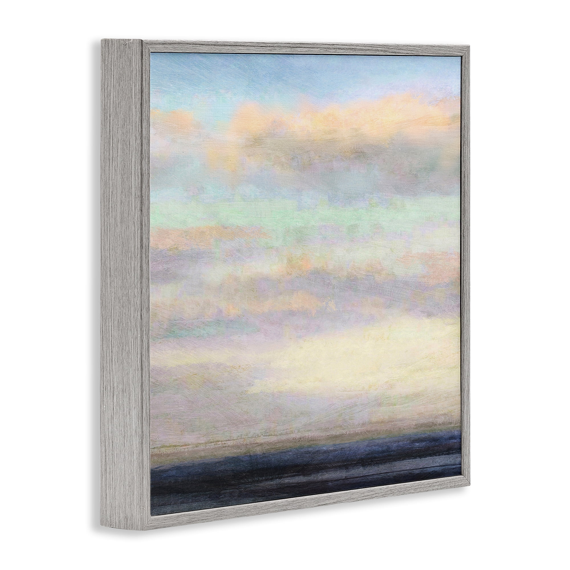 Stupell Industries Cloudy Abstract Bay Scene Coastal Painting Gray Framed Art Print Wall Art, 12 x 12