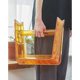 thumbnail image 2 of Transparent, foldable step stool made of acrylic, portable 1step ladder chair for indoor and outdoor use, brown, 2 of 5