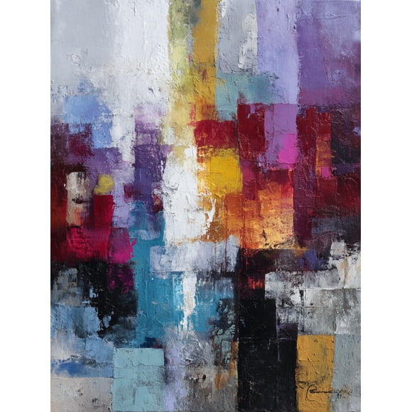 Qisvanset Abstract Textured Blocks Canvas Wall Art Print, 15.75x11.81 Inches