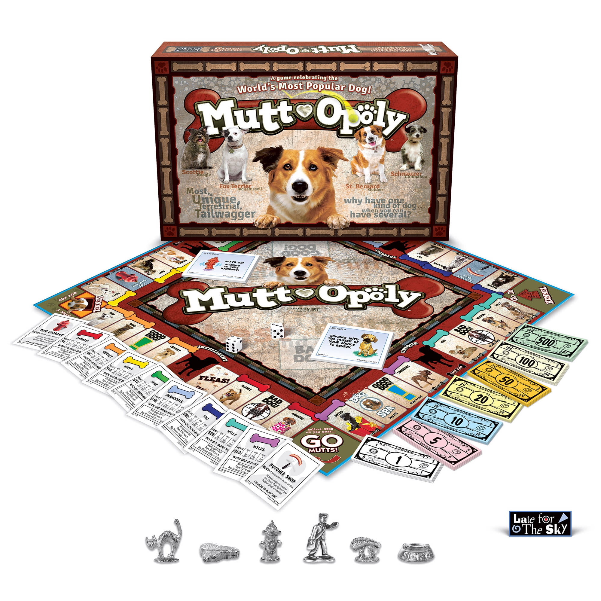 Late For The Sky: Mutt-Opoly - Dog Themed Family Board Game, Opoly-Style Game Night, Traditional Play Or 1 Hr Version, Ages 8+, 2-6 Players