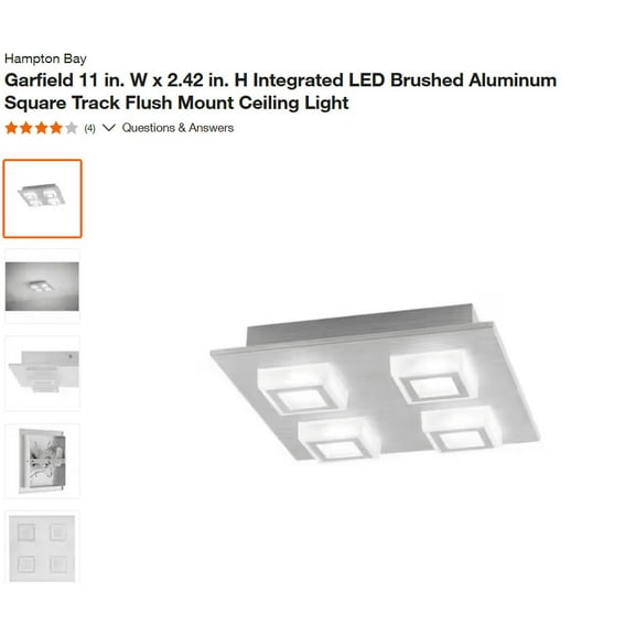 Hampton Bay 205517A Garfield 11" Brushed Aluminum Square Track Ceiling Light