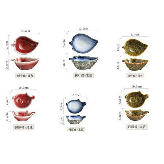 6 Pcs Ceramic Dipping Bowls for Home Use Elegant Japanese Design Easy to Clean Assorted Color