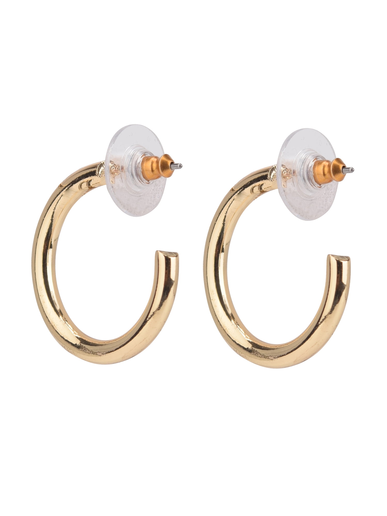 Time and Tru Adult Women's Gold Tone 6 Pair Stud and Hoop Crystal Metal Earring Set
