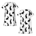 thumbnail image 5 of Lafuoo Black Rabbit Pattern Women's Short-sleeved Nightdress, Knee-length Pullover Nightgown, Summer Home Wear-3X-Large, 5 of 8