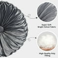 thumbnail image 4 of SHANNA 2 Pack Round Velvet Seat Cushion Pleated Pumpkin Floor Throw Pillow 14''x14'' Soft Decorative for Bed Sofa Couch Car Seat, Grey, 4 of 10