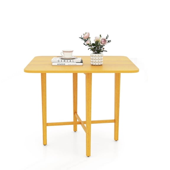 Resenkos Space-Saving Foldable Wooden Dining Table for 4 People, Natural Finish