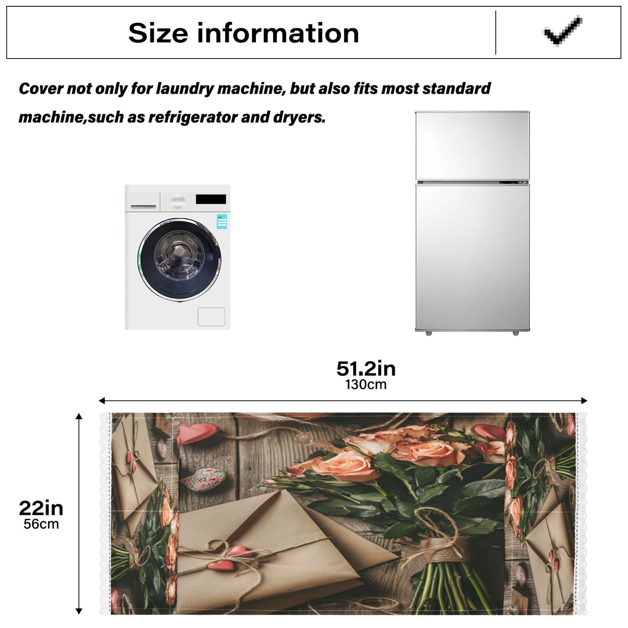 Pink RoseWasher and Dryer Covers Dust-Proof and Oil Resistant Fridge Cover with 4 Storage Pockets Washing Machine Top Cover for Laundry Kitchen Home 51.2 x 22 In