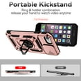 thumbnail image 6 of Nalacover Case for iPhone SE 2022 / iPhone SE 2020 / iPhone 8 / iPhone 7 Heavy Duty Camera Lens Sliding Cover, Military Grade Shockproof Metal Magnet Car Mount Case with Ring Holder Bracket, Rosegold, 6 of 8
