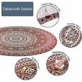 thumbnail image 3 of Red Mandala Round Fitted Tablecloth Vintage Decorative Elements Flora Oriental Pattern Elastic Edge Tablecloth Waterproof Oilcloth Table Cover for 40"-44", 3 of 4