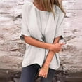 thumbnail image 6 of Women's T-Shirts Women Solid Color Round Neck Medium Long Sleeve Loose Shirt Blouse for Casual Wear and Everyday Comfort, 6 of 8