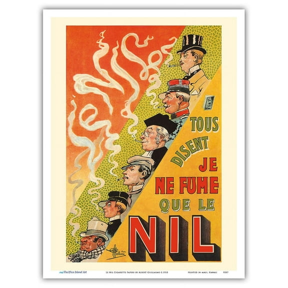 Le Nil Cigarette Papers - Vintage Advertising Poster by Albert Guillaume c.1910 - Master Art Print (Unframed) 9in x 12in