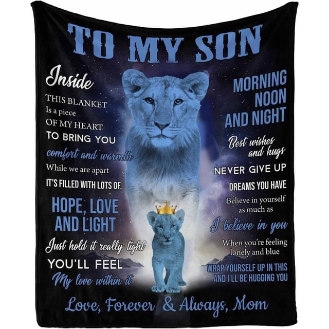 LHSHID Personalized Love Blanket Throw to My Son from Mom you'll feel my love within it moring noon and night Blanket Gift for Son