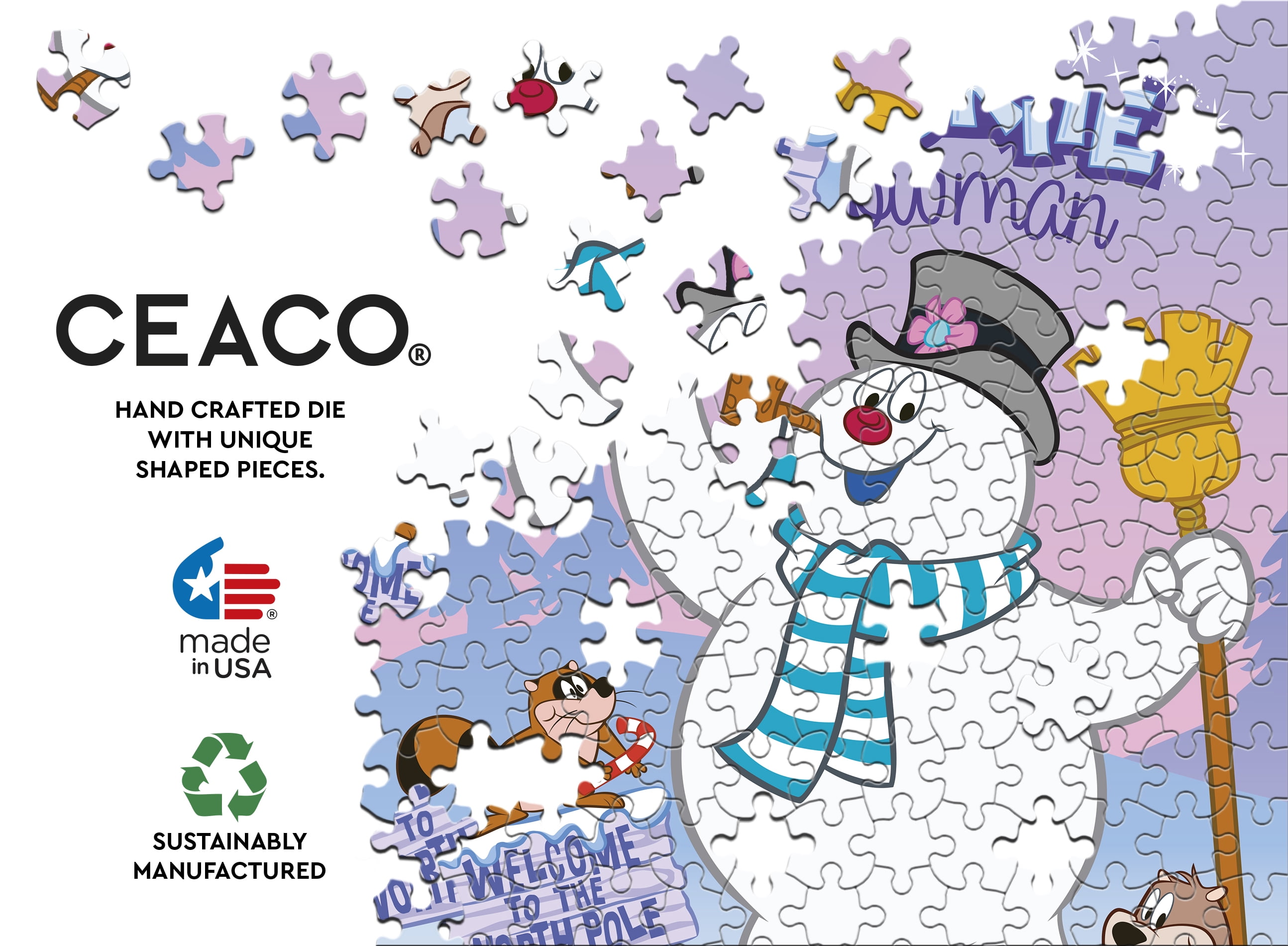 Ceaco 100-Piece Kids Frosty the Snowman Everyone's Favorite Snowman Interlocking Jigsaw Puzzle