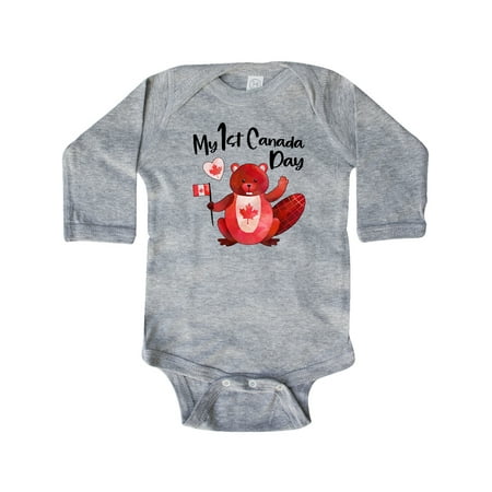 

Inktastic My 1st Canada Day with Red and White Maple Leaves Gift Baby Boy or Baby Girl Long Sleeve Bodysuit