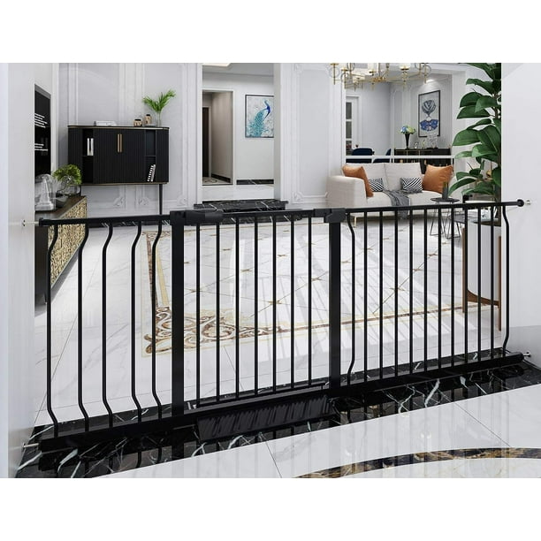 ZXNYH Extra Wide Baby Gate Tension Indoor Safety Gates Black Metal